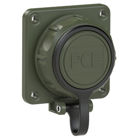 Flanged socket 75x75 fb with shutter and cover band IP66/68 (bronze-green)