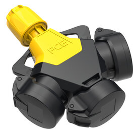 3-way connector TopTaurus2 solid rubber hinged lid nat IP54 yellow