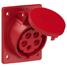 CEE-flanged socket sloping (80x97mm) 16A 5p 6h IP44/IP54