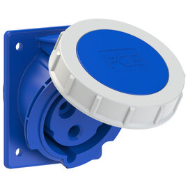 CEE-flanged socket sloping (80x97mm) 32A 3p 6h IP67