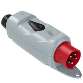 CEE-plug with switch (REVERSING)  32A 5p 6h IP44 with holder