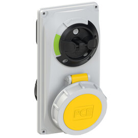 CEE-switched interlocked socket compact 16A 4p 4h IP66/IP67