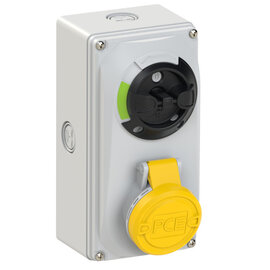 CEE-switched interlocked socket compact 16A 3p 4h IP44/IP54 knock-out