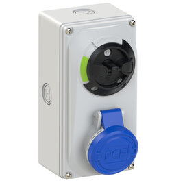 CEE-switched interlocked socket compact 16A 3p 6h IP44/IP54 knock-out