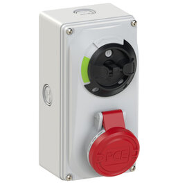 CEE-switched interlocked socket compact 16A 3p 9h IP44/IP54 knock-out