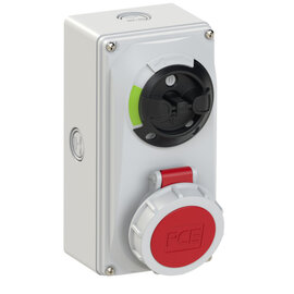 CEE-switched interlocked socket compact 16A 3p 9h IP66/IP67 knock-out