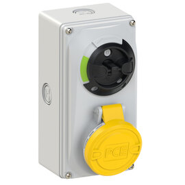 CEE-switched interlocked socket compact 16A 4p 4h IP44/IP54 knock-out