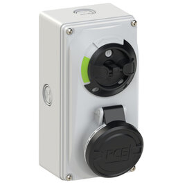 CEE-switched interlocked socket compact 16A 4p 7h IP44/IP54 knock-out