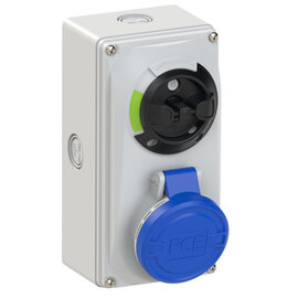 CEE-switched interlocked socket compact 16A 4p 9h IP44/IP54 knock-out