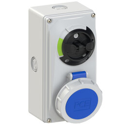 CEE-switched interlocked socket compact 16A 4p 9h IP66/IP67 knock-out
