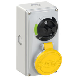 CEE-switched interlocked socket compact 16A 5p 4h IP44/IP54 knock-out