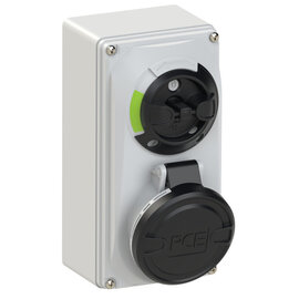 CEE-switched interlocked socket compact 16A 5p 7h IP44/IP54