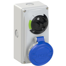 CEE-switched interlocked socket compact 32A 4p 9h IP44/IP54 knock-out