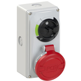 CEE-switched interlocked socket compact 32A 3p 9h IP44/IP54 knock-out