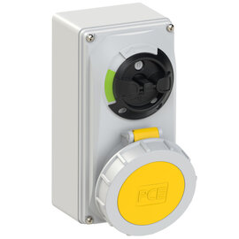 CEE-switched interlocked socket compact 32A 4p 4h IP66/IP67
