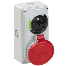 CEE-switched interlocked socket compact 32A 5p 6h IP44/IP54 knock-out