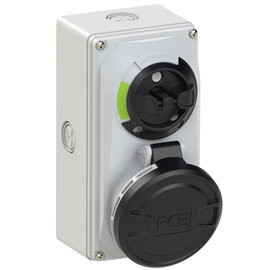 CEE-switched interlocked socket compact 32A 5p 7h IP44/IP54 knock-out