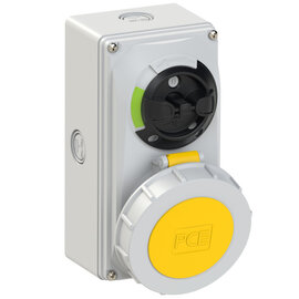 CEE-switched interlocked socket compact 32A 5p 4h IP66/IP67 knock-out