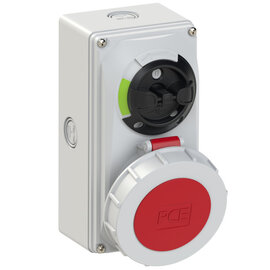 CEE-switched interlocked socket compact 32A 5p 6h IP66/IP67 knock-out