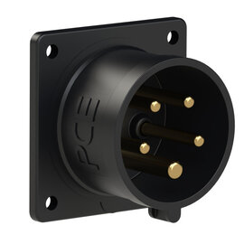 CEE-flanged plug 70x70 straight 16A 5p 6h IP44 black