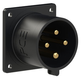 CEE-flanged plug 70x70 straight 32A 4p 6h IP44 black