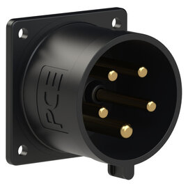 CEE-flanged plug 70x70 straight 32A 5p 6h IP44 black