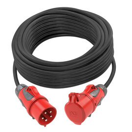 Extension cord 25m H07RN-F 5G6 black plug CEE32/connector CEE32