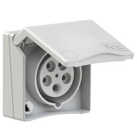 CEE-flanged socket Design 16A 5p 6h IP44 (grey)