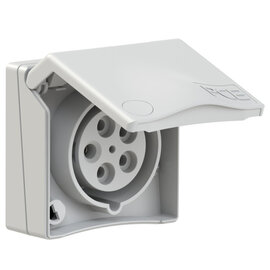 CEE-flanged socket Design 16A 5p 9h IP44 (grey)
