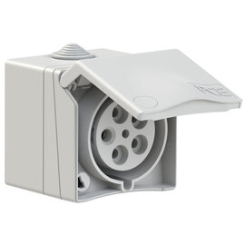 CEE-wall socket (surface outlet) Design 32A 5p 9h IP44 (grey)