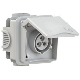 CEE-flush socket outlet incl. flush socket Design 16A 3p 4h IP44 (grey)