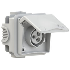 CEE-flush socket outlet incl. flush socket Design 16A 3p 9h IP44 (grey)