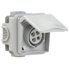CEE-flush socket outlet incl. flush socket Design 16A 4p 4h IP44 (grey)