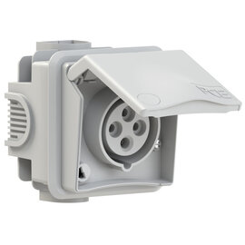CEE-flush socket outlet incl. flush socket Design 16A 4p 6h IP44 (grey)