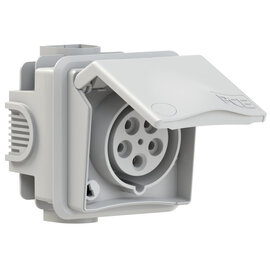 CEE-flush socket outlet incl. flush socket Design 16A 5p 6h IP44 (grey)