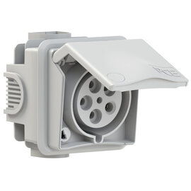 CEE-flush socket outlet incl. flush socket Design 32A 5p 4h IP44 (grey)