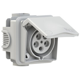 CEE-flush socket outlet incl. flush socket Design 32A 5p 6h IP44 (grey)