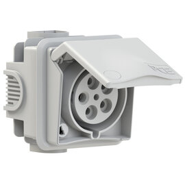 CEE-flush socket outlet incl. flush socket Design 32A 5p 9h IP44 (grey)