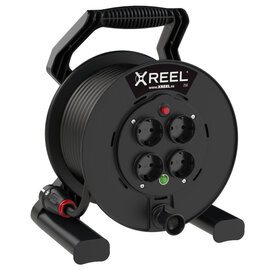 Kabeltrommel XREEL 250 4xSSD nat Shutter 25m 3G1,5 H05RR-F schwarz BA IP20