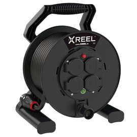 Kabeltrommel XREEL 250 4xSSD fb Shutter 25m 3G1,5 H05RR-F schwarz BA IP54