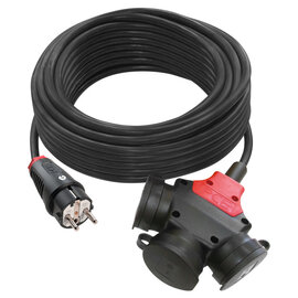 extension cord 5m H07RN-F 3G1,5 black safety plug/safety 3-way connector