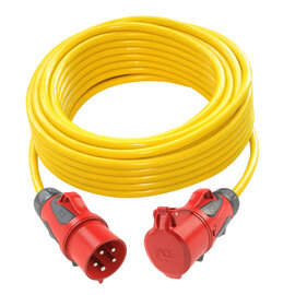 Extension cable 25m N07V3V3-F 5G6 yellow K35 plug CEE32/connector CEE32